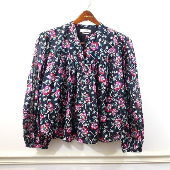 Isabel Marant Etoile Cotton Black Pink Floral Blouse FR 38 US 6/8 Fairy Feminine - Picture 1 of 8